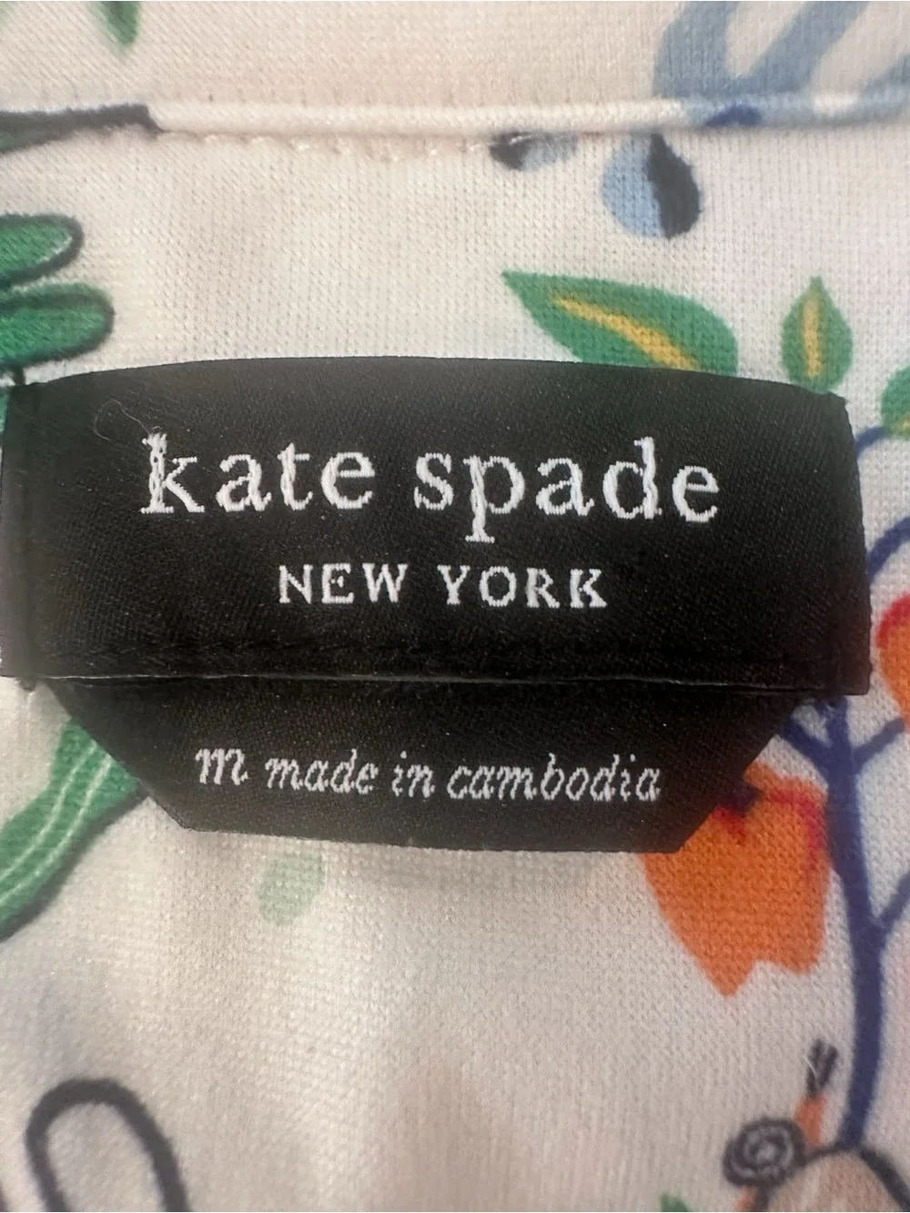 Kate Spade In the Garden Pajama Top Sz M Garden Print Button Front Short Sleeve